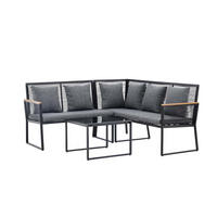 LOUNGE-SET schwarz - Schwarz, Holzwerkstoff - ebuy24