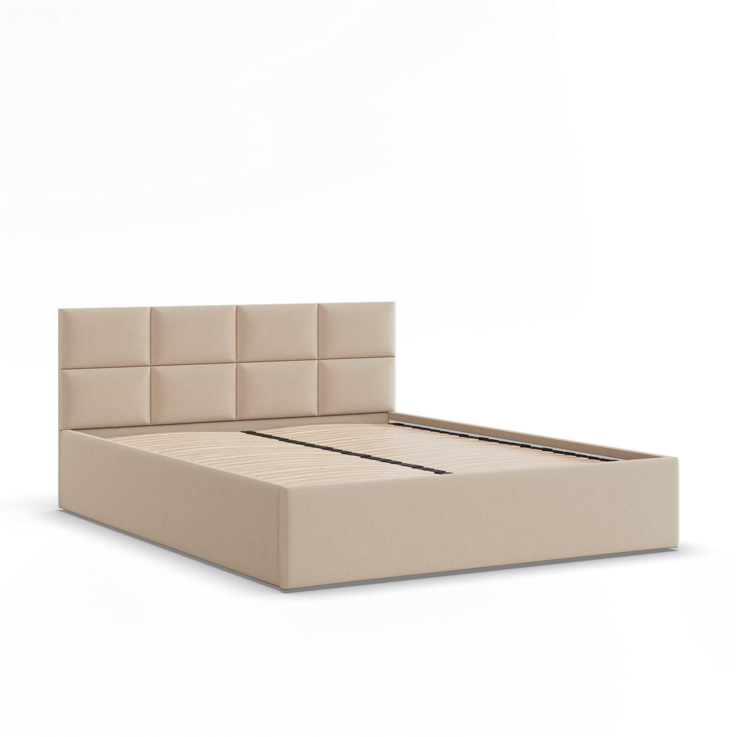 POLSTERBETT MIT KOPFTEIL 140x200 ohne Bettkasten BORGO, Beige - Beige, Textil (140/200cm) - Mebligo