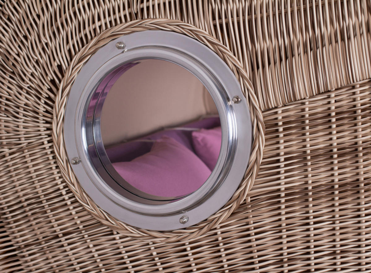 STRANDKORB XXL Düne Grande Teak PE Shell - Violett/Lila, Metall (142/170/95cm) - Mr. Deko