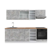 KÜCHENZEILE R-Line Beton/Weiß 240 cm, AP Eiche - Schieferfarben/Weiß, Holzwerkstoff (240/81.6/60cm) - Vicco