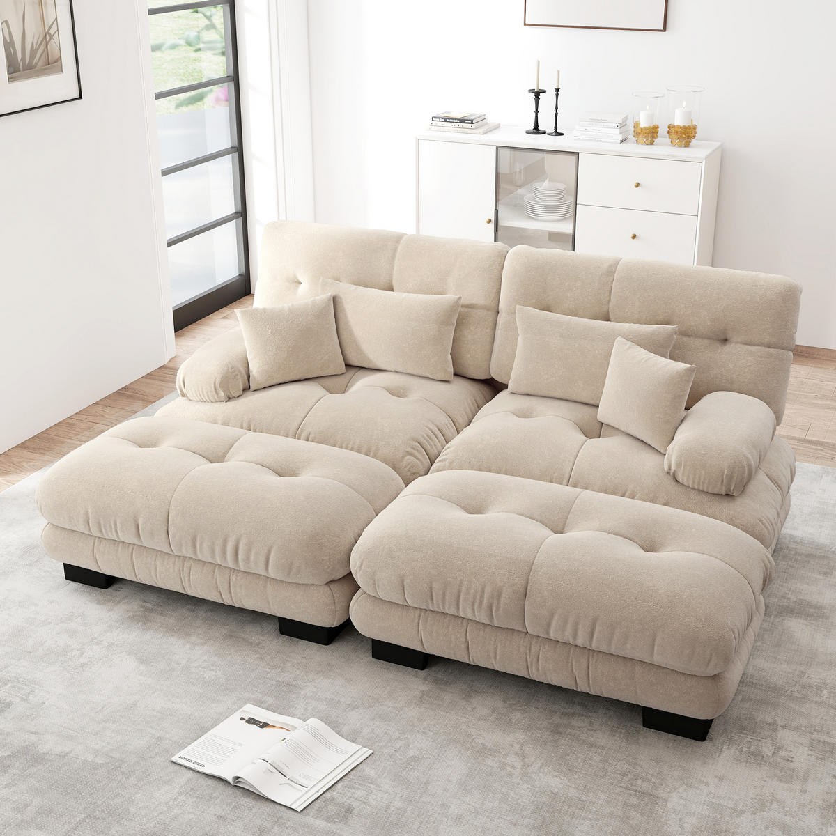 SOFA 2-Sitzer 220/145/81 cm Hellbraun - Hellbraun, Textil (145/81/220cm)