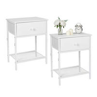 2XNACHTTISCH - Weiß, Holzwerkstoff/Textil (40/60/40cm) - Relaxdays