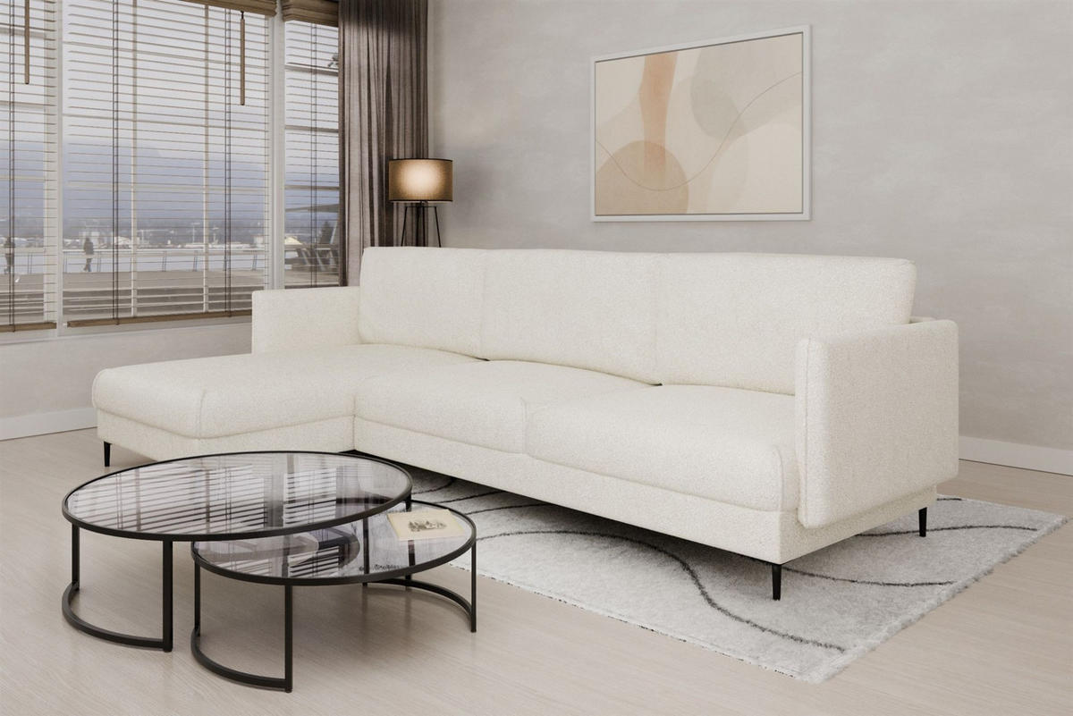 ECKSOFA Helmer In Stoff Baloo - Weiß, Holzwerkstoff/Textil (164/293cm) - Fun Möbel