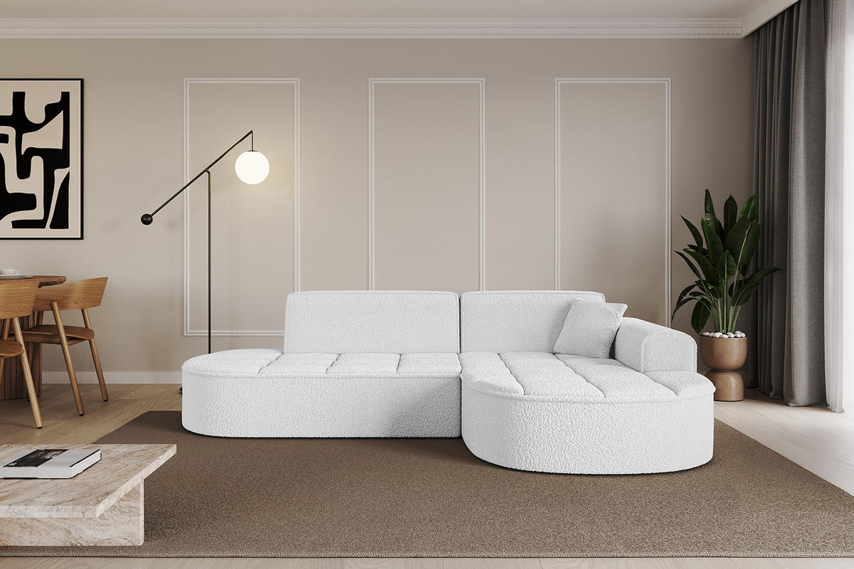 ECKSOFA Ottomane Rechts TARO-L1 - 243x171x79,5 cm Weiß - Weiß, Holzwerkstoff/Textil (243/171cm) - ALTDECOR