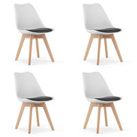 ESSZIMMERSTUHL 4-er Set RIKX Schwarz-weißer Sitz, natürliche Beine - Schwarz/Naturfarben, Kunststoff (49/82/43cm) - Valora