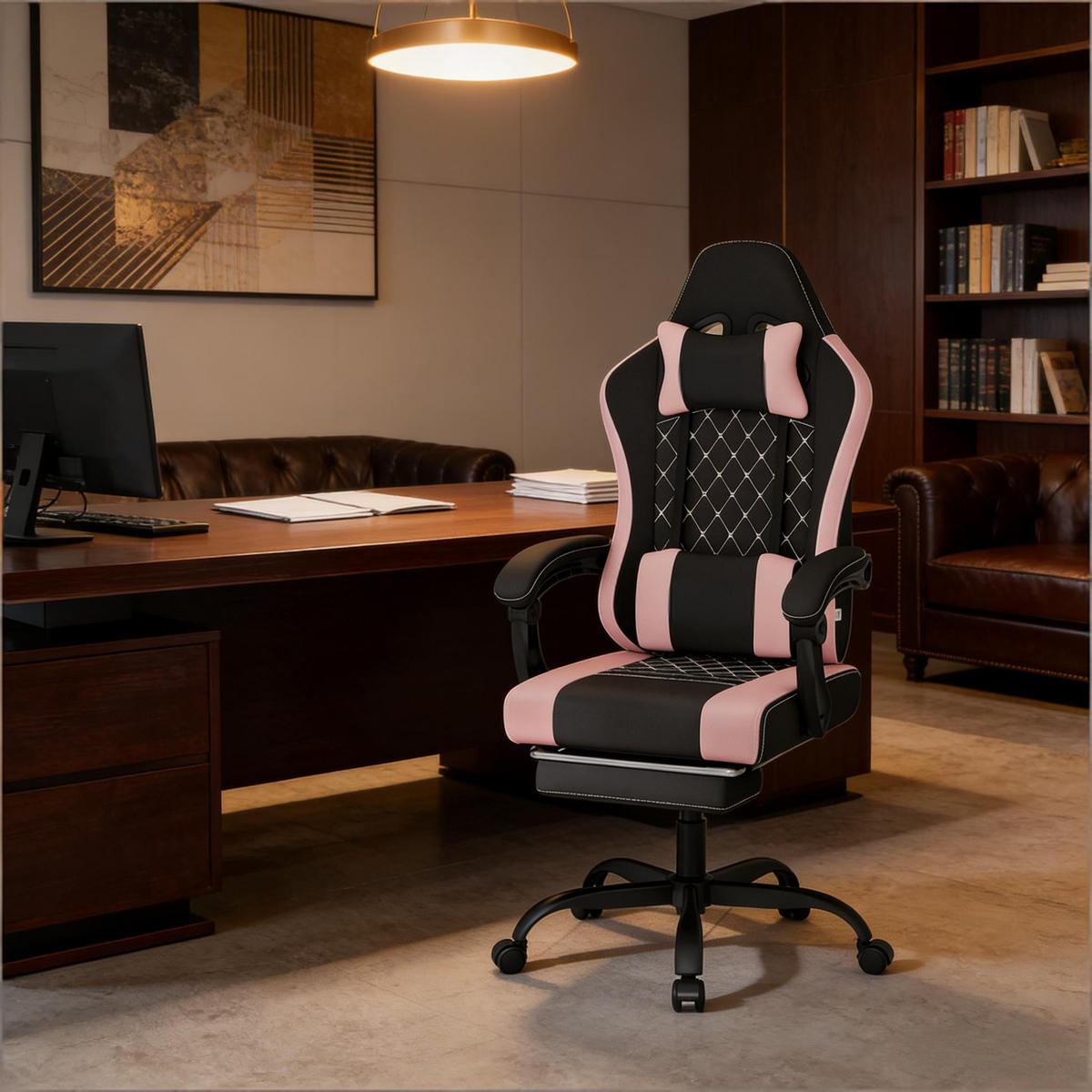 GAMINGSTUHL Schwarz/Pink 70/70/127 cm - Schwarz, Metall (70/127/70cm) - PANGIVO