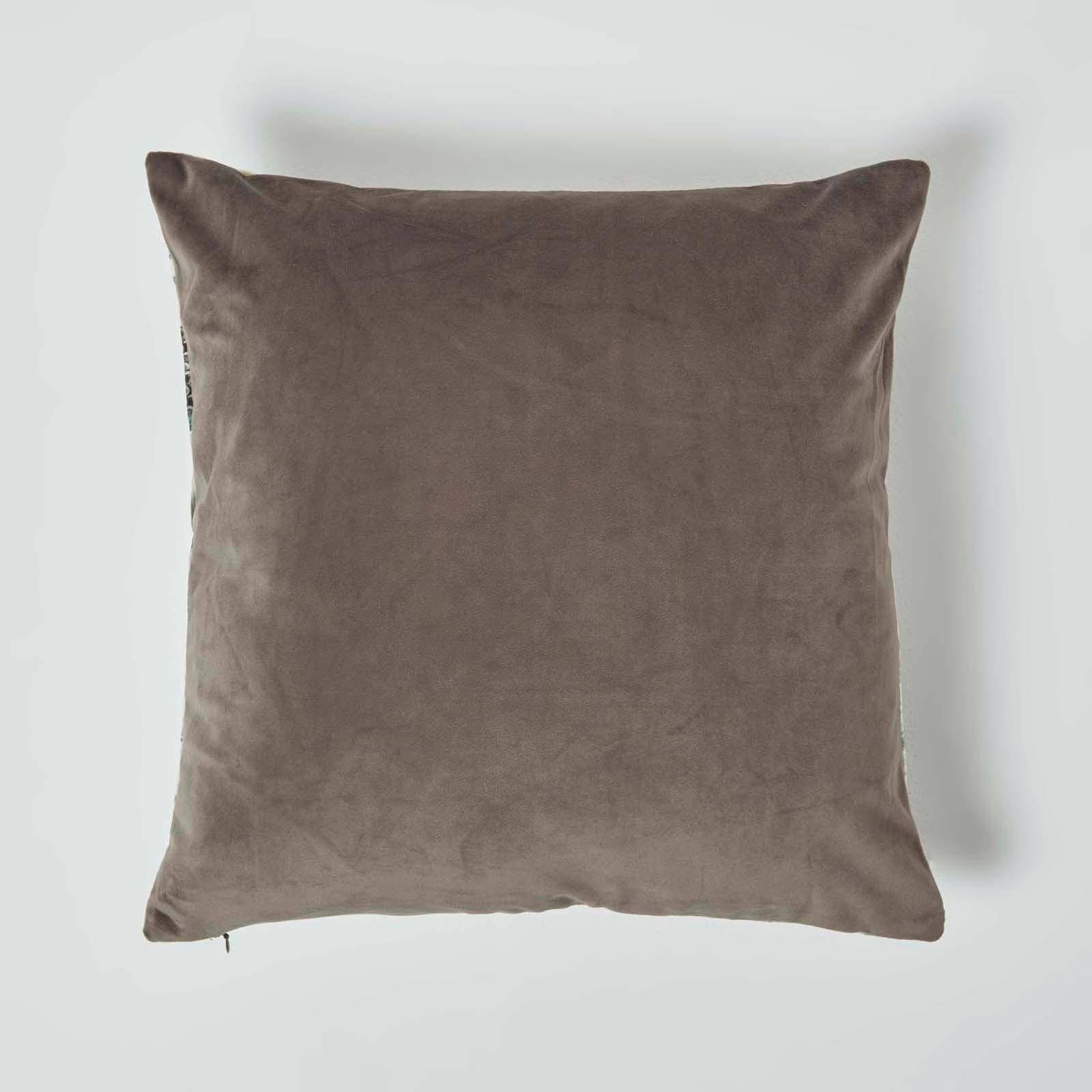 KISSENHÜLLE Butterfly Garden – Samt grau-rosa 46/46 cm - Rosa, Textil (46/46cm) - Homescapes