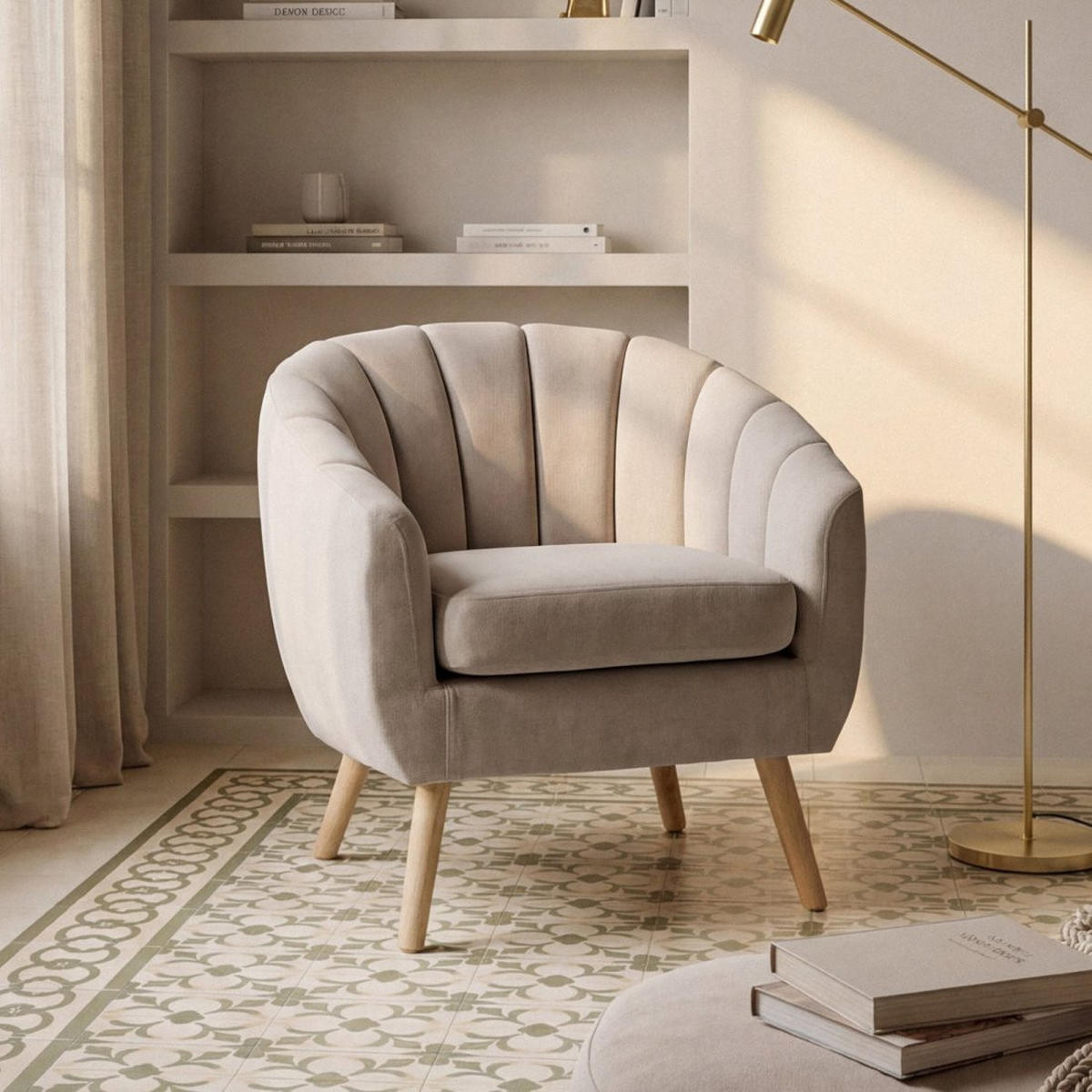 LESESESSEL MILER Beige 75 cm x 75 cm - Beige, Textil (75/75/70cm) - Klast Home