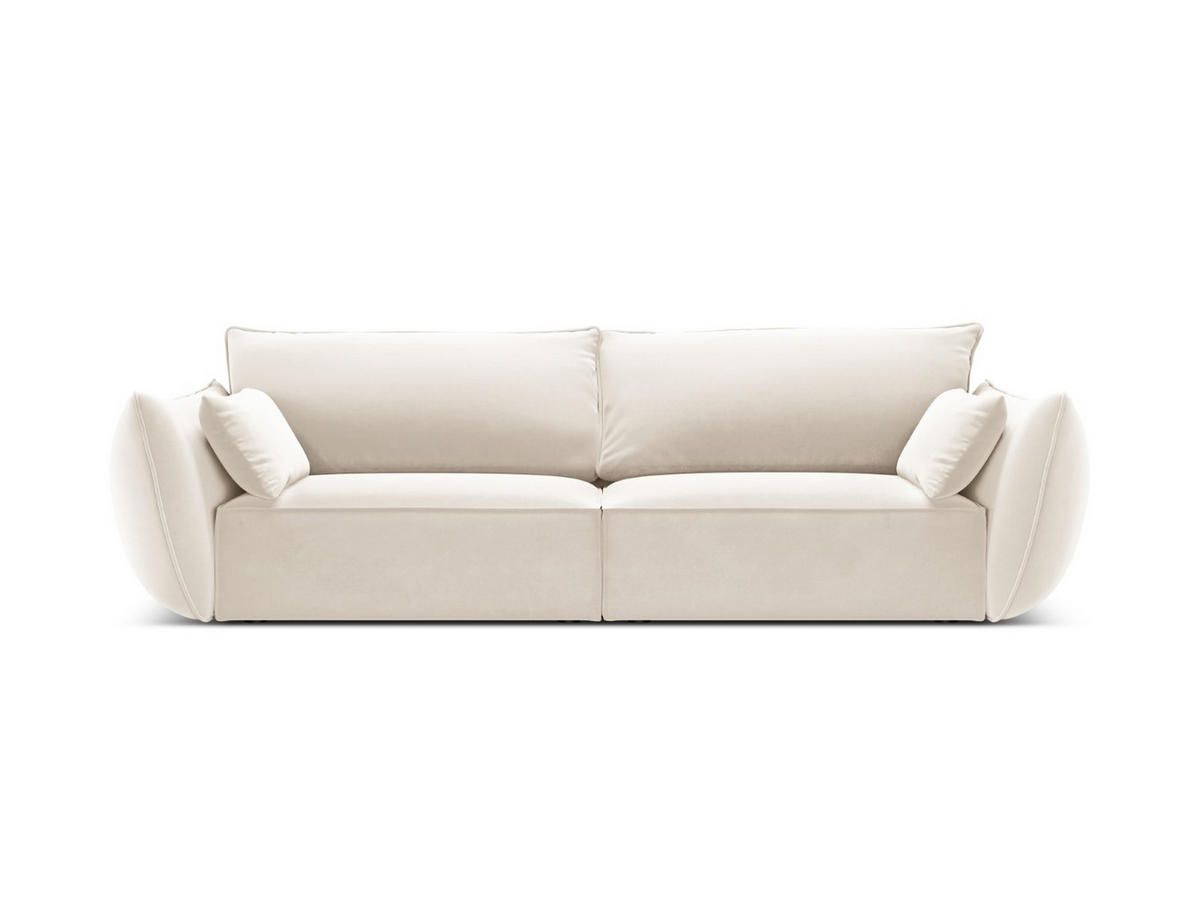 SOFA Kaelle aus Samt leichtes beige 3 Sitzplätze - Creme, Textil (100/85/208cm) - Micadoni