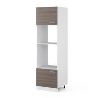 MIKROWELLENSCHRANK R-Line Edelgrau 60 cm - Weiß/Braun, Holzwerkstoff (60/206.8/57.2cm) - Vicco