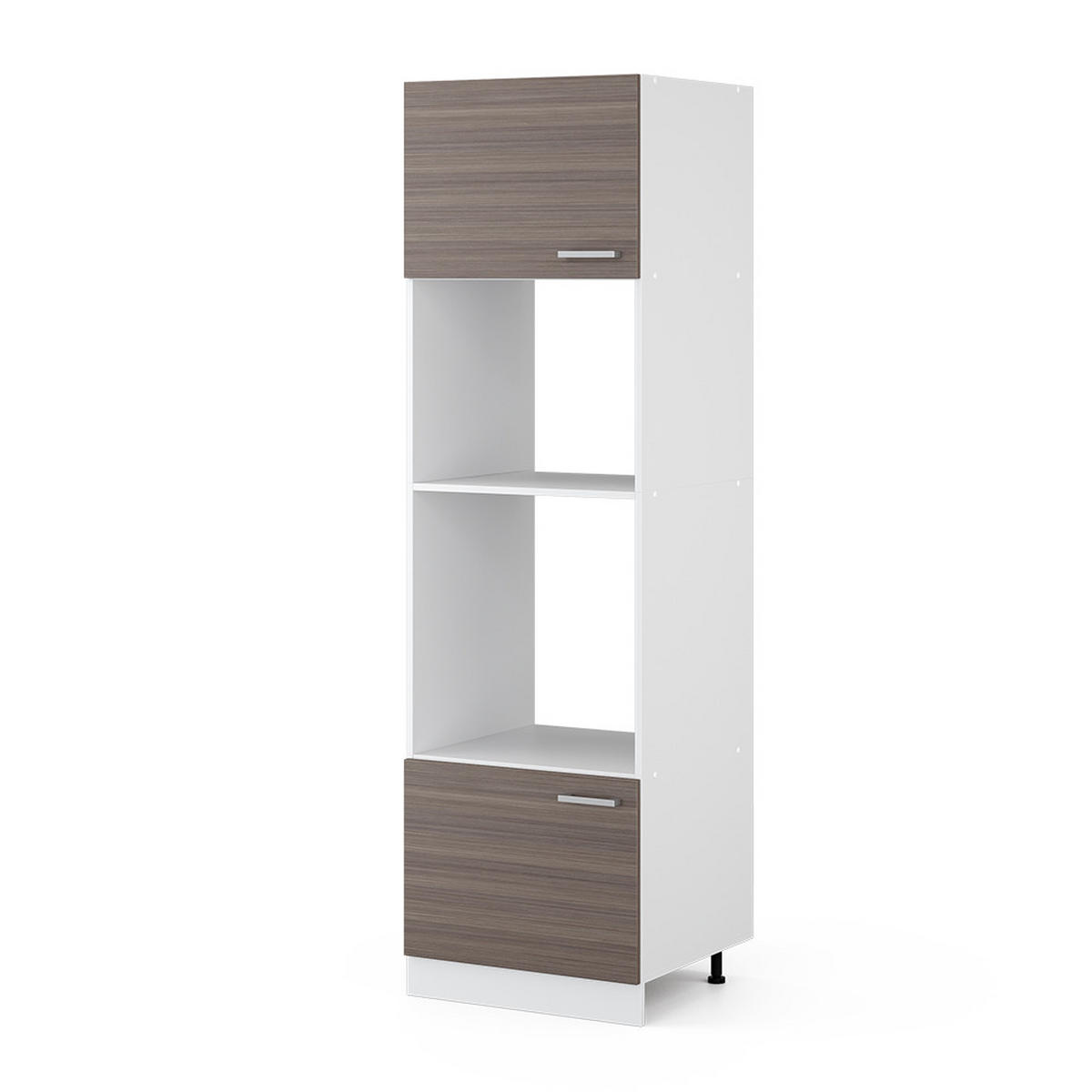MIKROWELLENSCHRANK R-Line Edelgrau 60 cm - Weiß/Braun, Holzwerkstoff (60/206.8/57.2cm) - Vicco