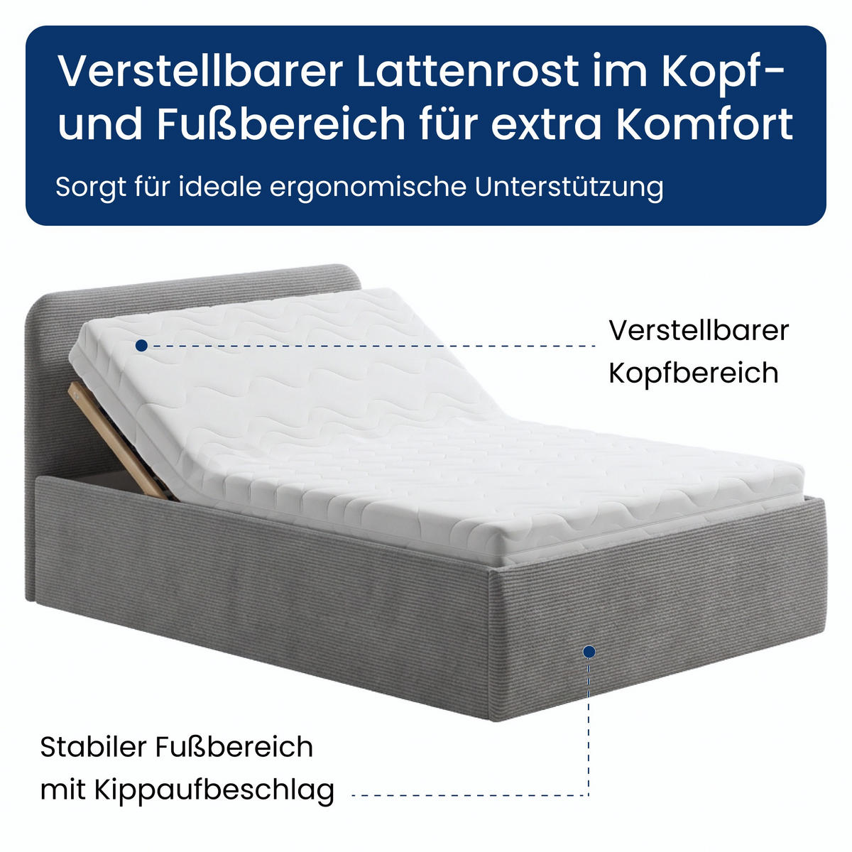 POSLTERBETT mit Bonnell-Matratze 140x200 cm in Grau - Grau, Holzwerkstoff/Textil (140/200cm) - Home Collective