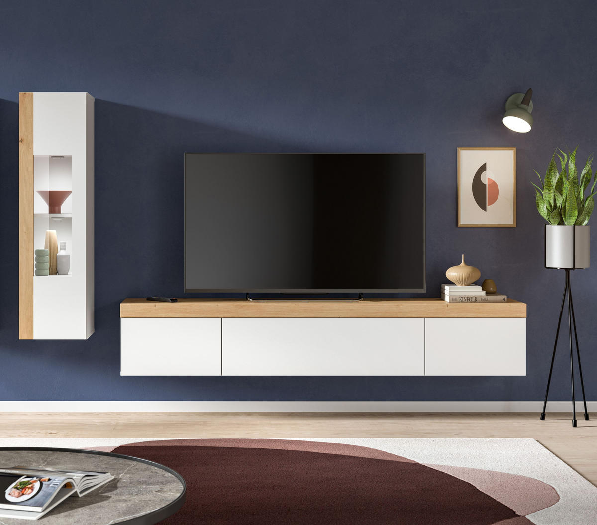WOHNWAND Ardo 2 tlg. (B/H/T: ca. 225/34/33 cm) in Weiß/weiß - Weiß, Holzwerkstoff (225/34/33cm)