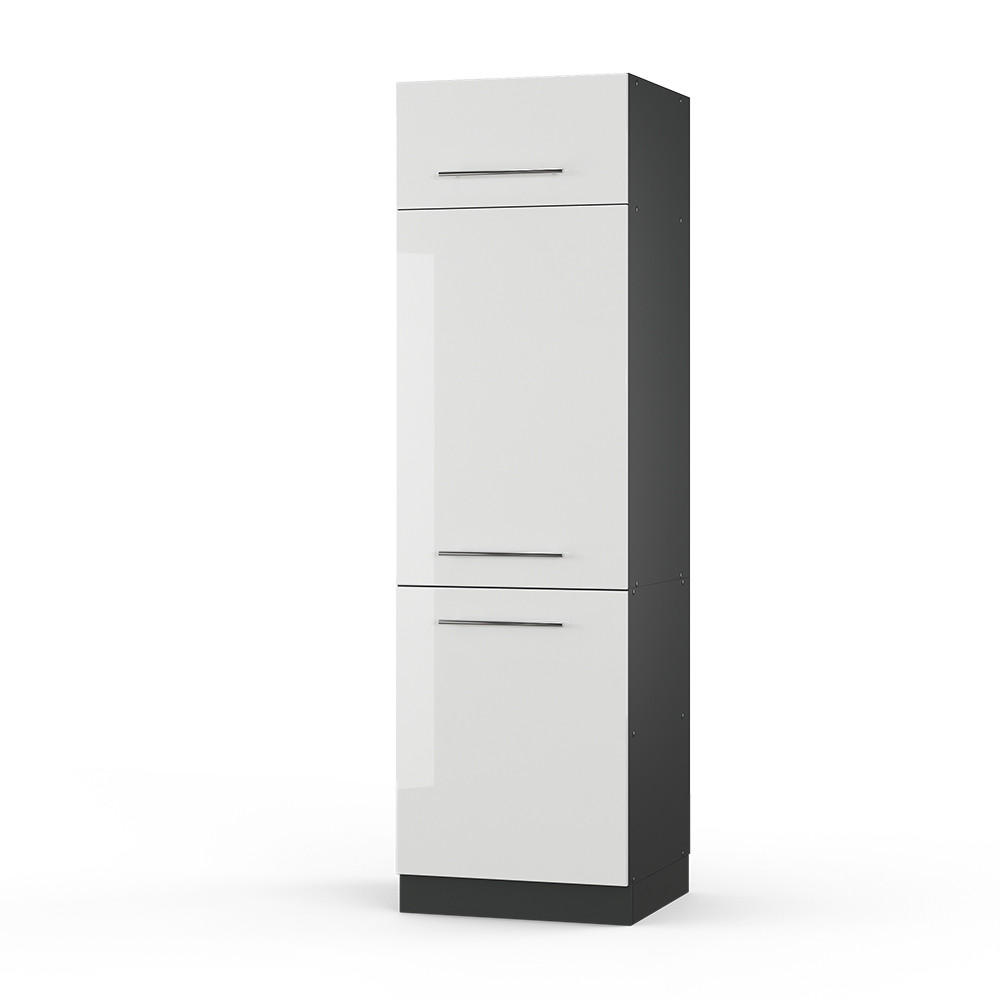 KÜCHENSCHRANK Fame-Line Weiß Hochglanz 60 cm - Weiß Hochglanz/Anthrazit, Holzwerkstoff (60/206.8/58.1cm) - Vicco