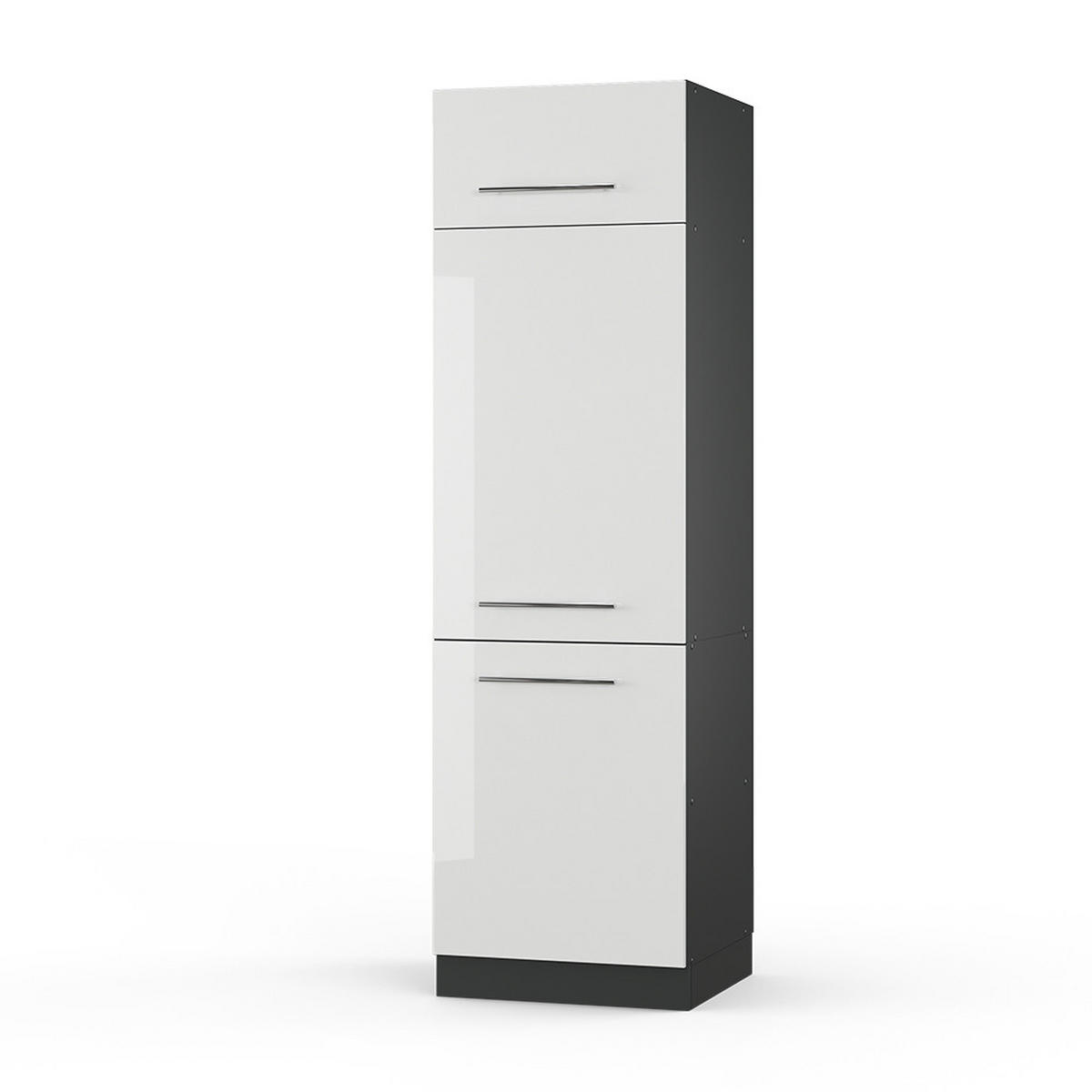 KÜCHENSCHRANK Fame-Line Weiß Hochglanz 60 cm - Weiß Hochglanz/Anthrazit, Holzwerkstoff (60/206.8/58.1cm) - Vicco
