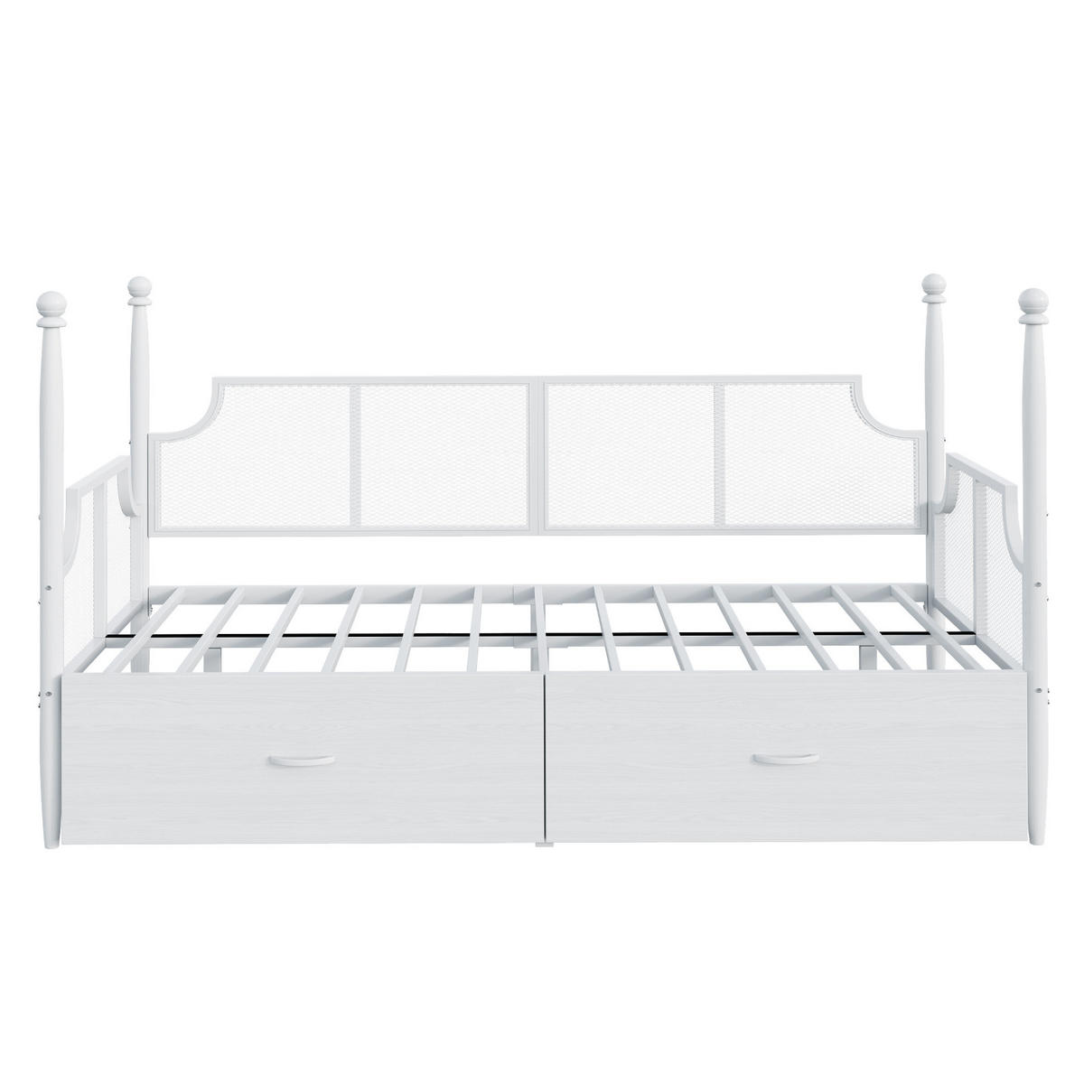 KOVOVÁ postel, 90/200 cm bílá, se 2 zásuvkami a funkcí pohovky - bílá, kov (90/200cm) - BEAOK