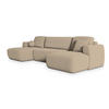 WOHNLANDSCHAFT SENTUM N Creme Boucle-Stoff mit Schlaffunktion - Creme, Holz (330/90/148cm) - MASSENO