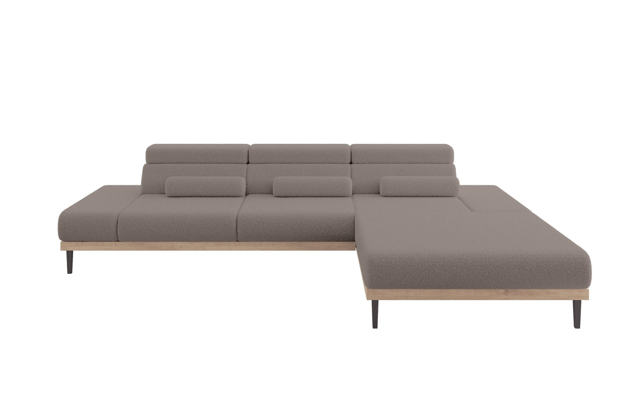 ELEKTRISCHES ECKSOFA Rechts MONA 316x205x85 Braun Bouclé - Dunkelbraun/Braun, Holzwerkstoff/Textil (316/205cm) - ALTDECOR