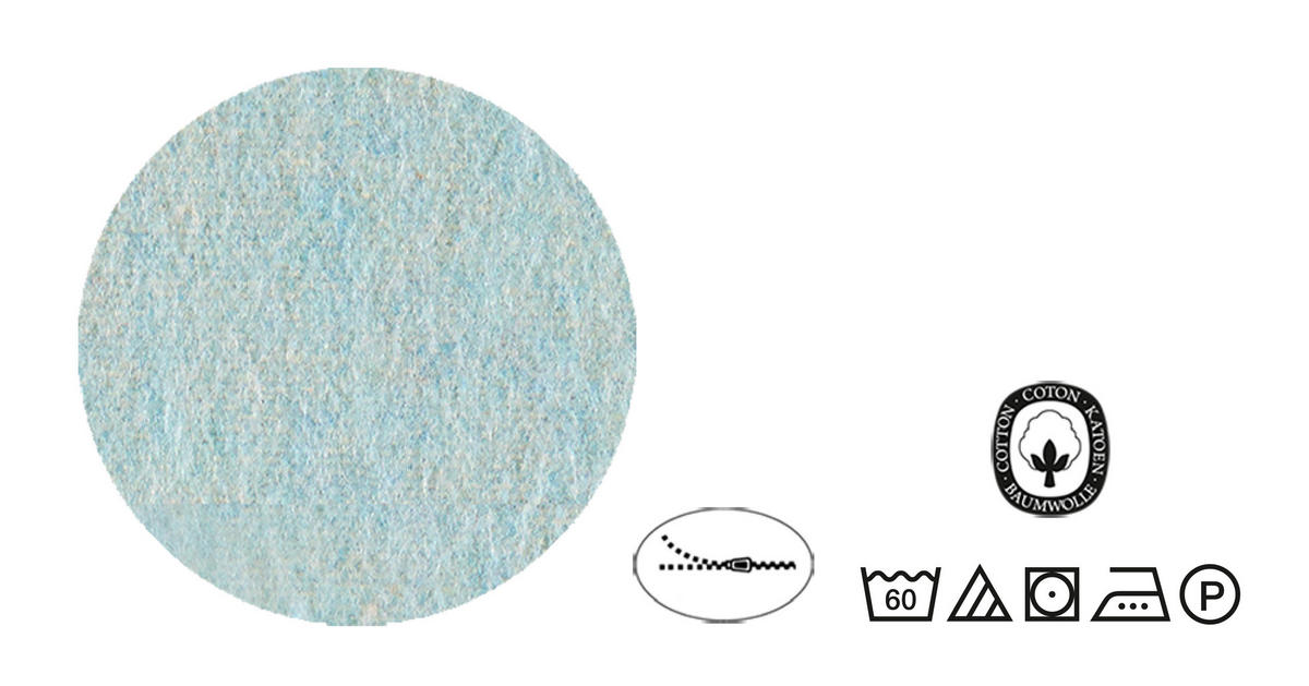 BETTWÄSCHE-GARNITUR Premium Biber Melange UNI ciel, 155x200 cm + 80x80 cm - Hellblau, Textil (155/200cm) - biberna