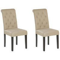 ESSZIMMERSTUHL 2er-Set Polsterbezug Beige Velva - Sandfarben, Holz/Textil (46/98/48cm) - Beliani