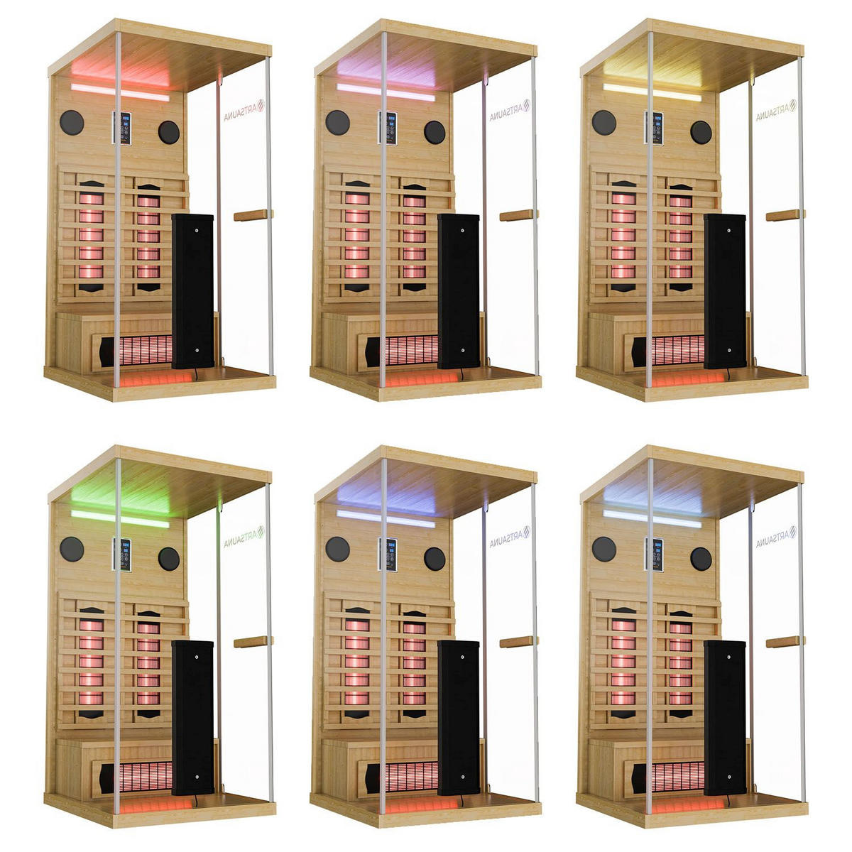 INFRAROTKABINE Göteborg mit Vollspektrumstrahlern - Naturfarben, Holz (90/190/90cm) - Artsauna