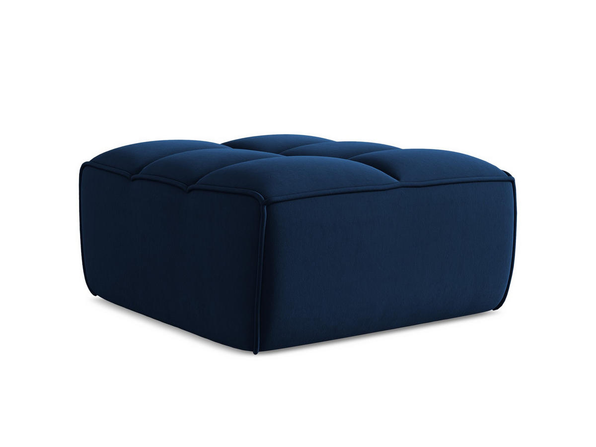 POUF Samt Stoff Blau - Blau/Schwarz, Kunststoff/Textil (80/43/93cm) - Makamii