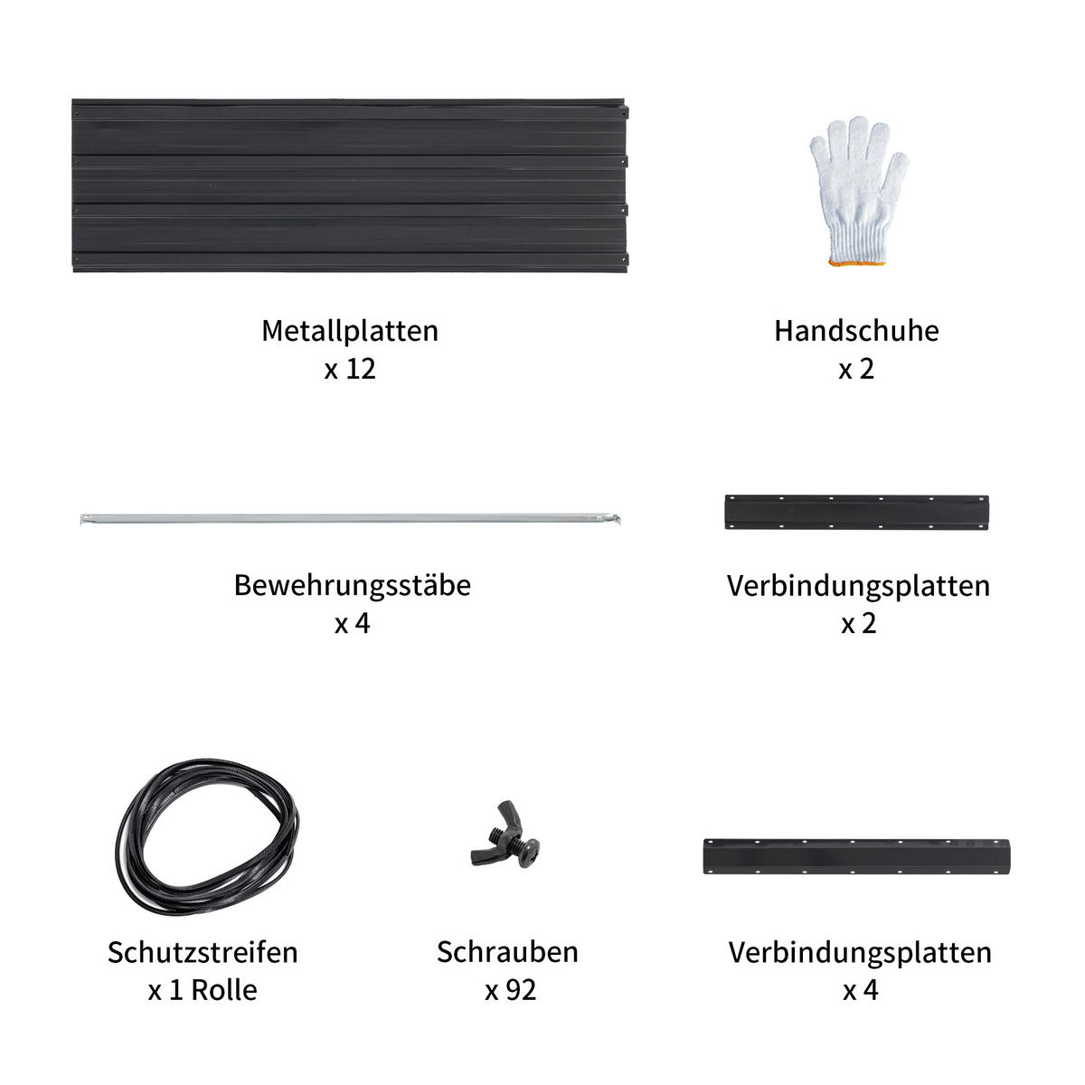 HOCHBEET 219/112/64 cm Schwarz mit Offene Basis - Schwarz, Metall (112/64/219cm) - Oxeza