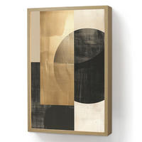NÁSTĚNNÁ LAMPA S AKUMULÁTOREM Abstraktní - Moderní - Černá - Zlatá 40x60 cm - písková barva, kompozitní dřevo (40/60/8cm) - OnlyWow