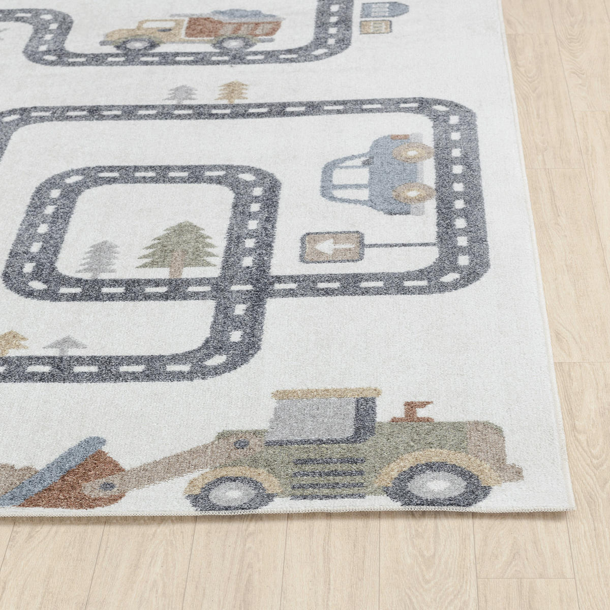 KINDERTEPPICH Vroomville Maschinenwaschbar 160/213 cm Hellgrau - Hellgrau, Textil (160/213cm) - LIVABLISS