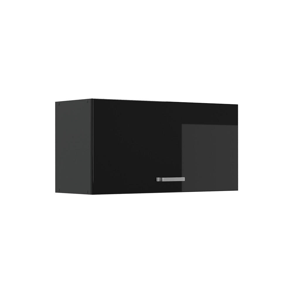 HÄNGESCHRANK R-Line, Schwarz Hochglanz/Anthrazit, 80 cm Flach - Schwarz Hochglanz/Anthrazit, Holzwerkstoff (80/40/31cm) - Vicco