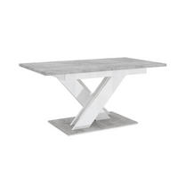 ESSTISCH rechteckig Beton - Weiß Hochglanz ausziehbar - Hellgrau, Holzwerkstoff (80/140/75cm) - designimpex