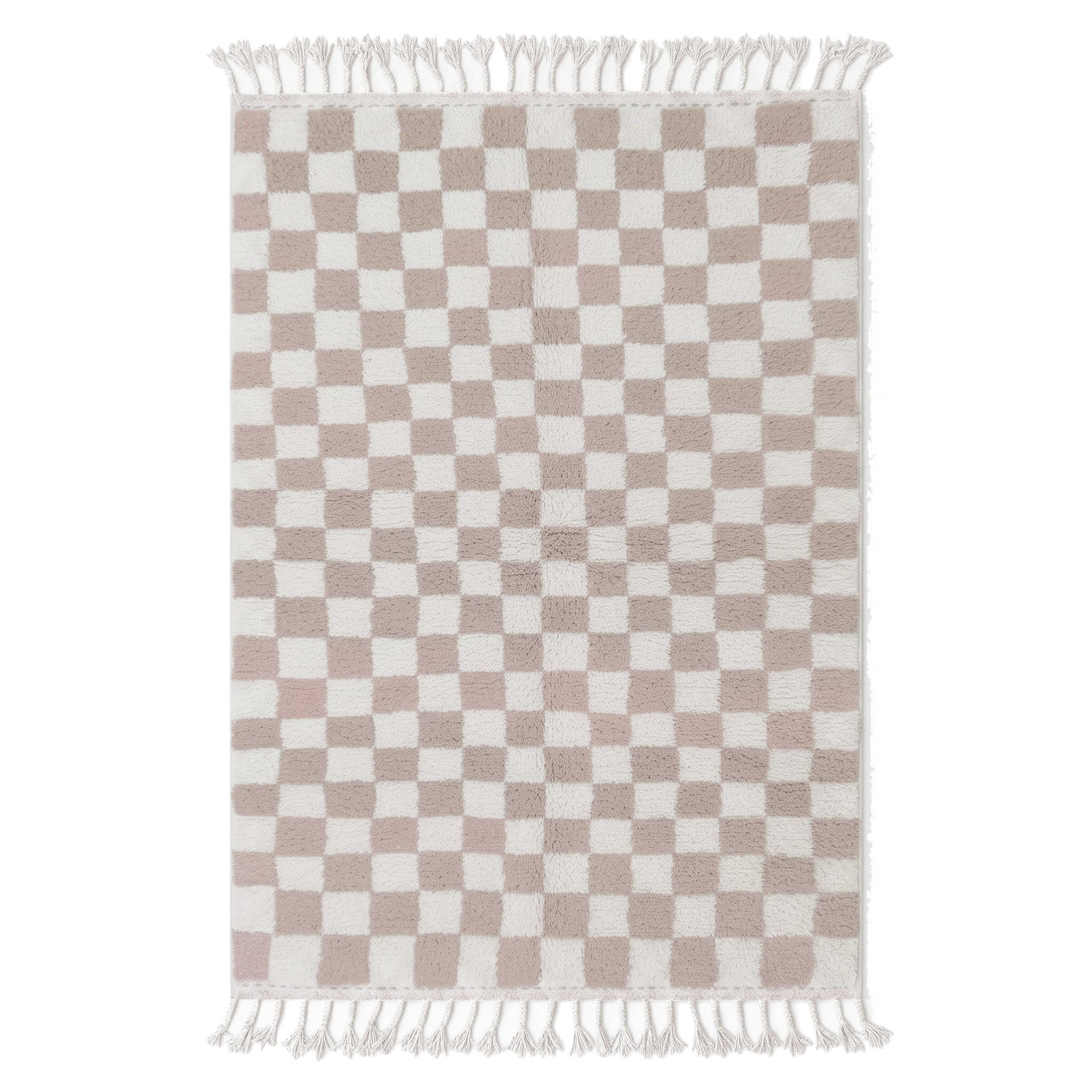BERBERTEPPICH aus Marokko aus Wolle kariert 200x 300 cm - Beige, Naturmaterialien (200/300cm) - AFK Living