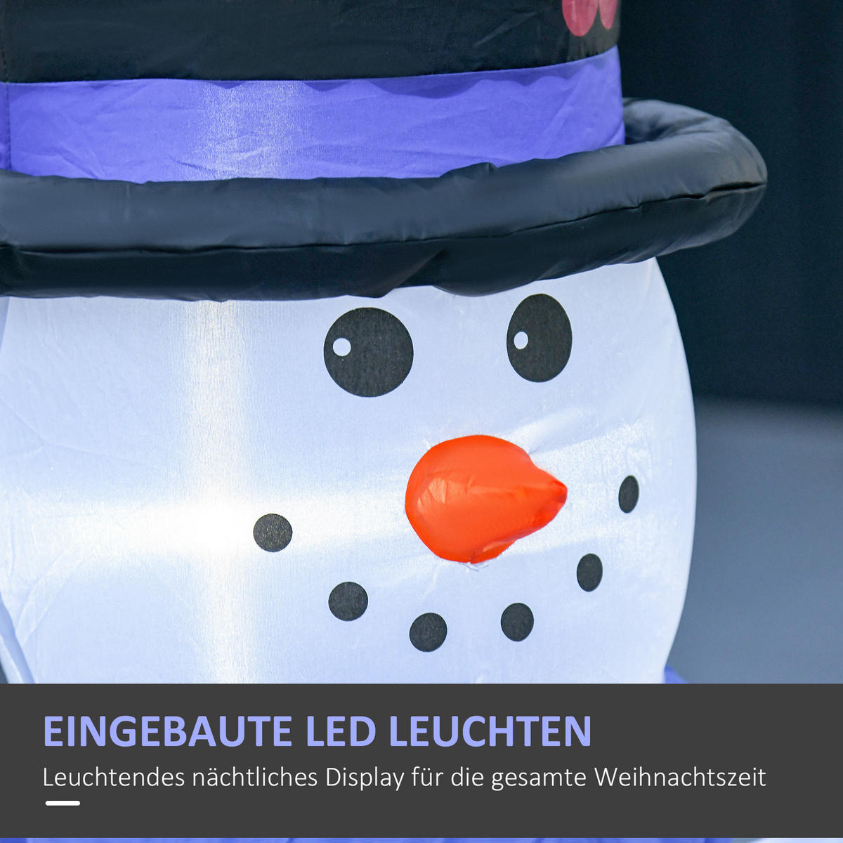 SCHNEEMANN Familie Selbstaufblasbare Dekoration LED mit Gebläse Blau - Multicolor, Kunststoff (55/120/100cm) - HOMCOM