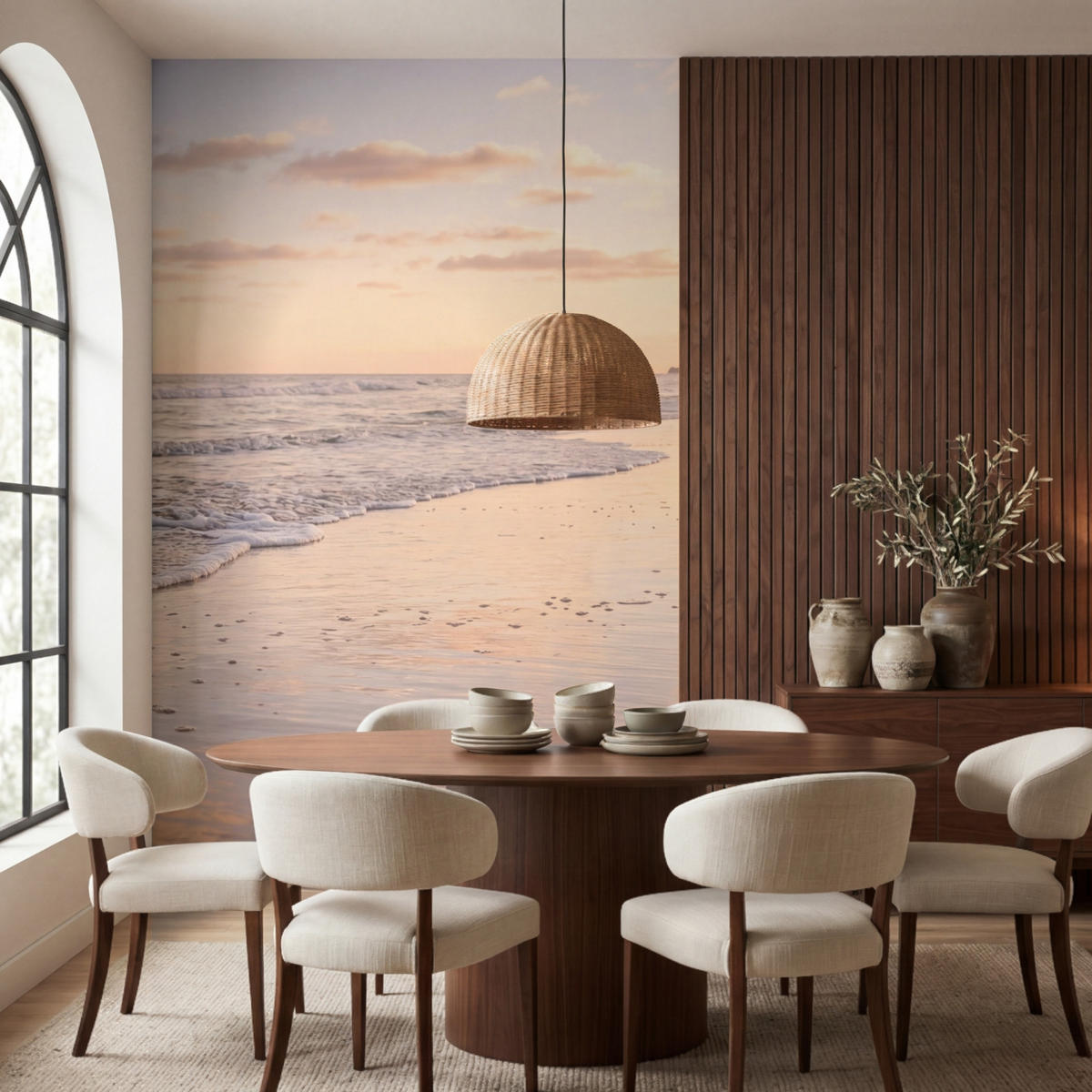 TAPETE - Strand - Brandung - Wolken - 200x300 cm - Hellrosa, Papier (200/300cm) - OnlyWow