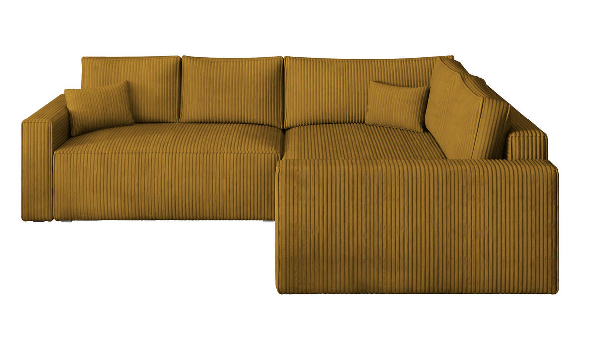 ROHOVÁ SEDAČKA ERONIS žlutá - šedá/žlutá, dřevo/textil (265/194cm) - MASSENO