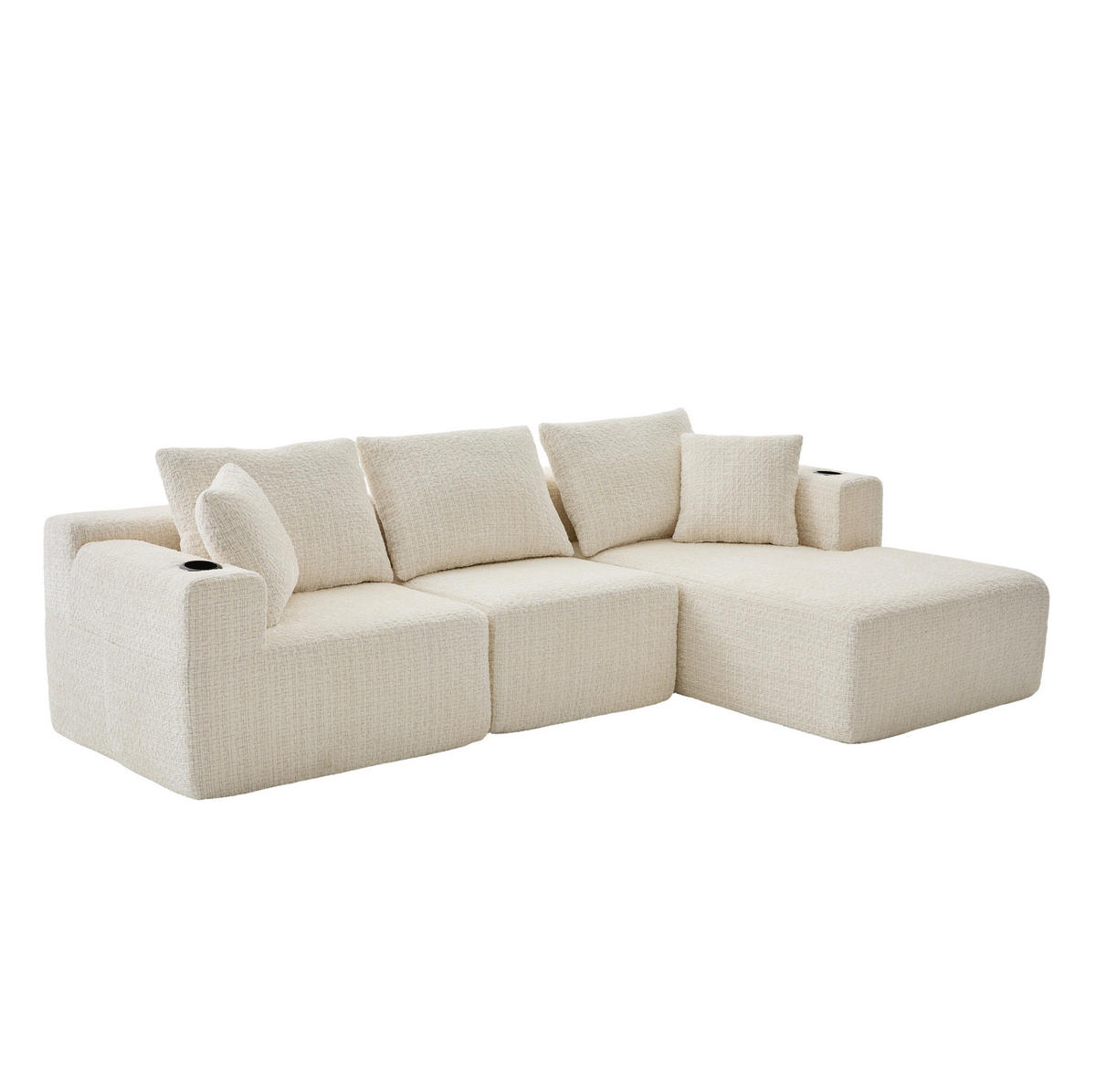 SOFA modular 2-teilig Chenille Beige - Beige, Textil (165/261cm) - Meubliv