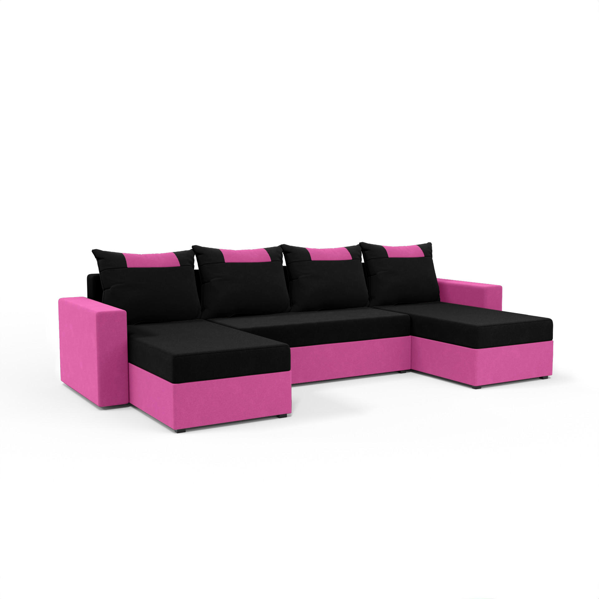WOHNLANDSCHAFT mit Schlaffunktion Radlach, Schwarz+Rosa - Pink, Textil (298/85/207cm) - Fedve