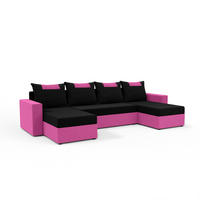 WOHNLANDSCHAFT mit Schlaffunktion Radlach, Schwarz+Rosa - Pink, Textil (298/85/207cm) - Fedve