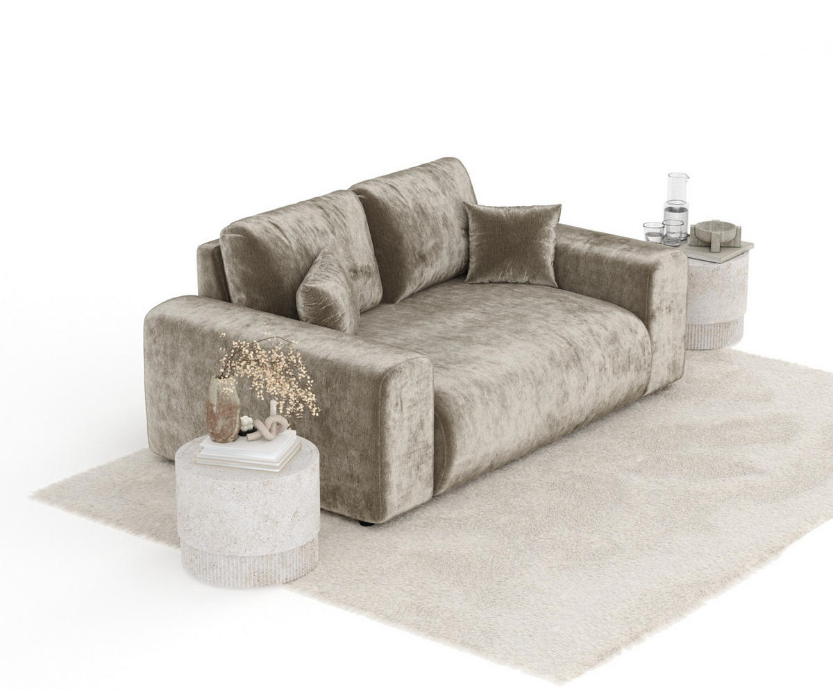 2-SITZER-SOFA Zanzibar Beige Chenille - Beige/Schwarz, Holz/Holzwerkstoff (178/79/108cm) - Maison de Reve