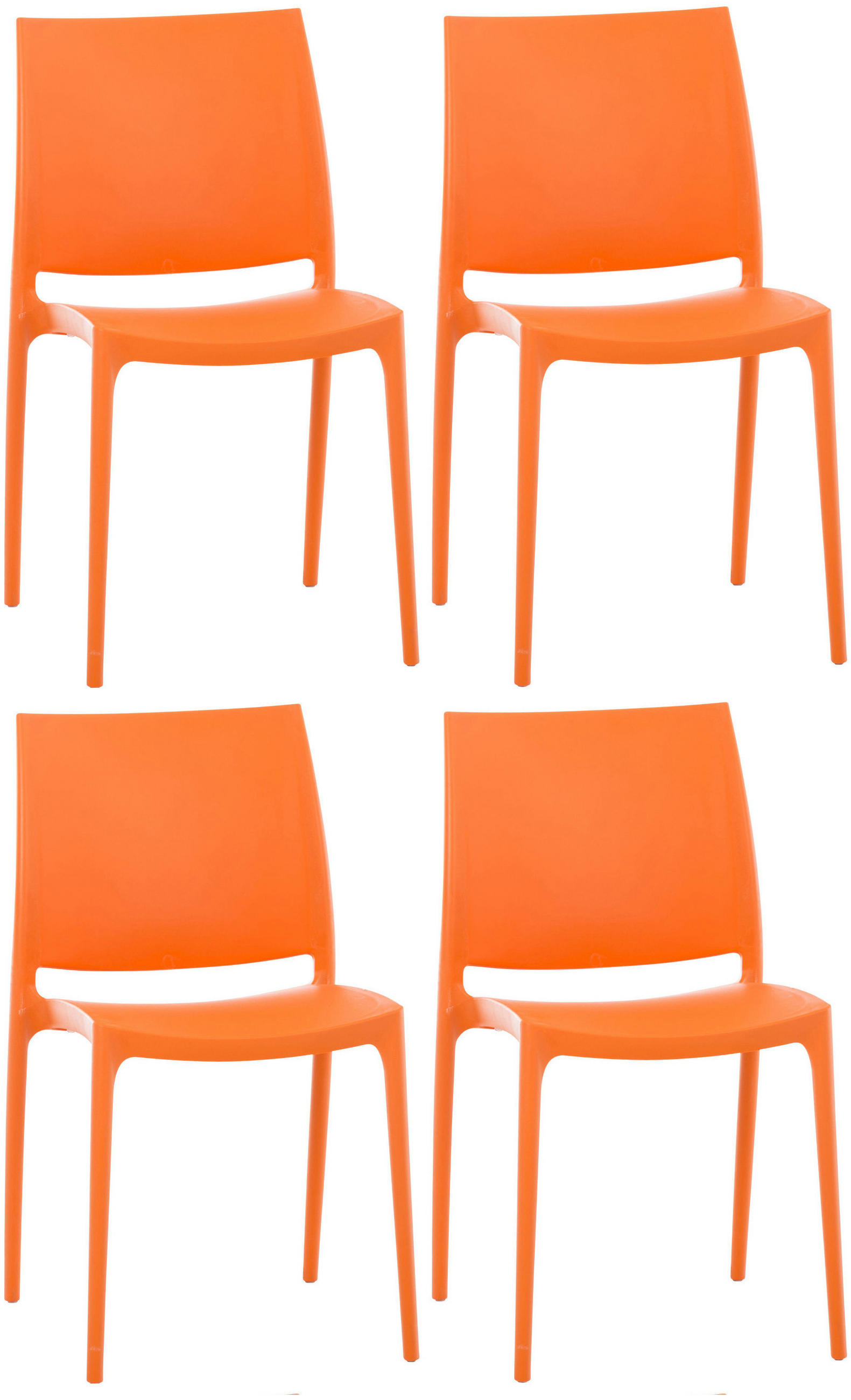 GARTENSTUHL 4er Set Kunststoff orange - Orange, Kunststoff (44/81/50cm) - CLP