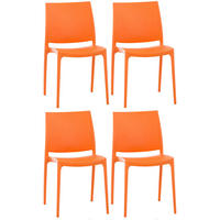 GARTENSTUHL 4er Set Kunststoff orange - Orange, Kunststoff (44/81/50cm) - CLP