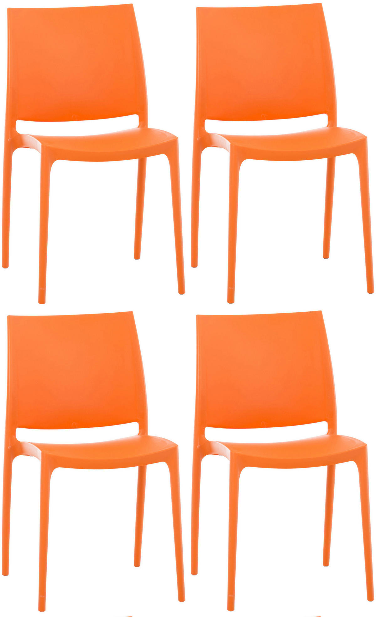 GARTENSTUHL 4er Set Kunststoff orange - Orange, Kunststoff (44/81/50cm) - CLP