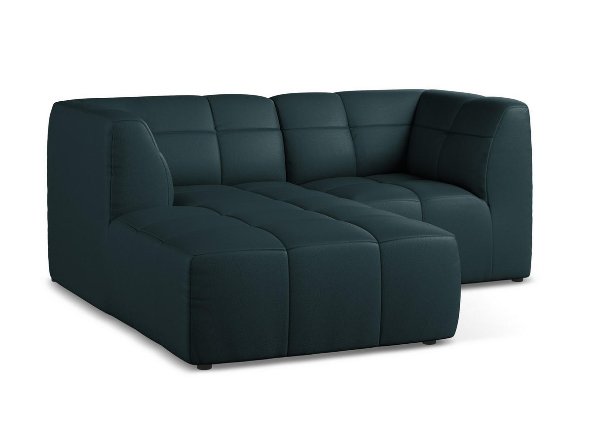ECKSOFA Links Kunstleder Blau - Petrol/Schwarz, Holzwerkstoff/Kunststoff (191/175cm) - Makamii