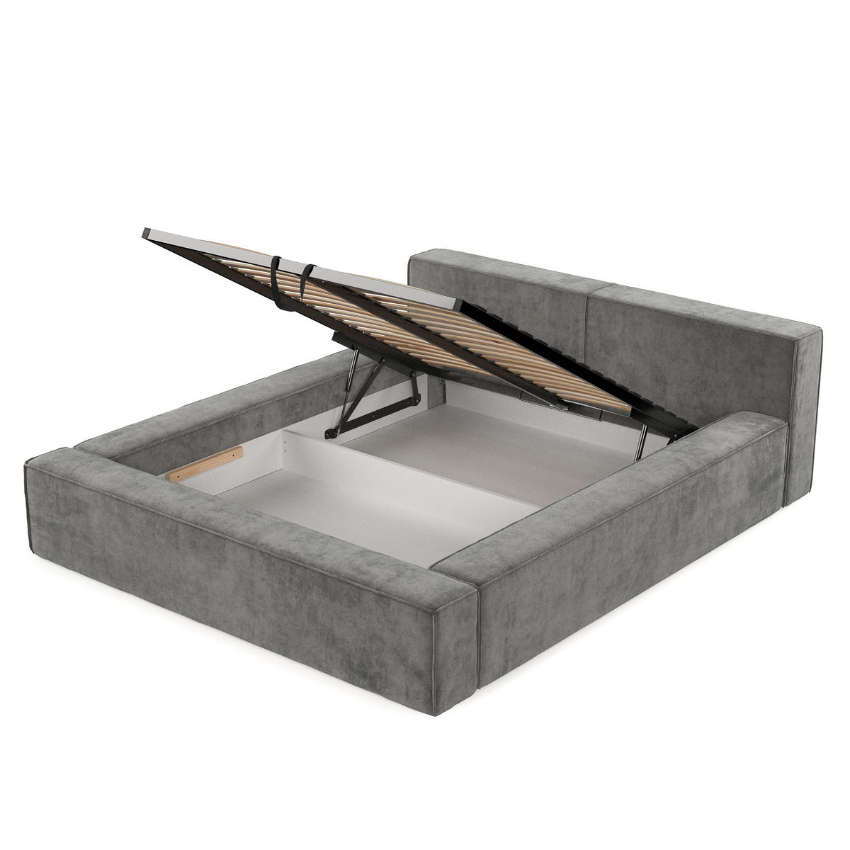 POLSTERBETT Casto mit Stauraum 180/200 cm Grau im Terra NW Stoff - Schwarz/Naturfarben, Holz/Holzwerkstoff (180/200cm) - AltaBeds