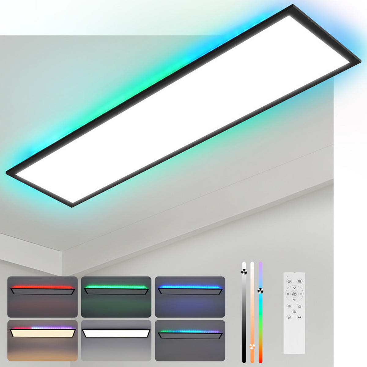 LED závěsné světlo Clausthal III 30/120/6 cm - černá, kov (30/120/6cm) - Nettlife
