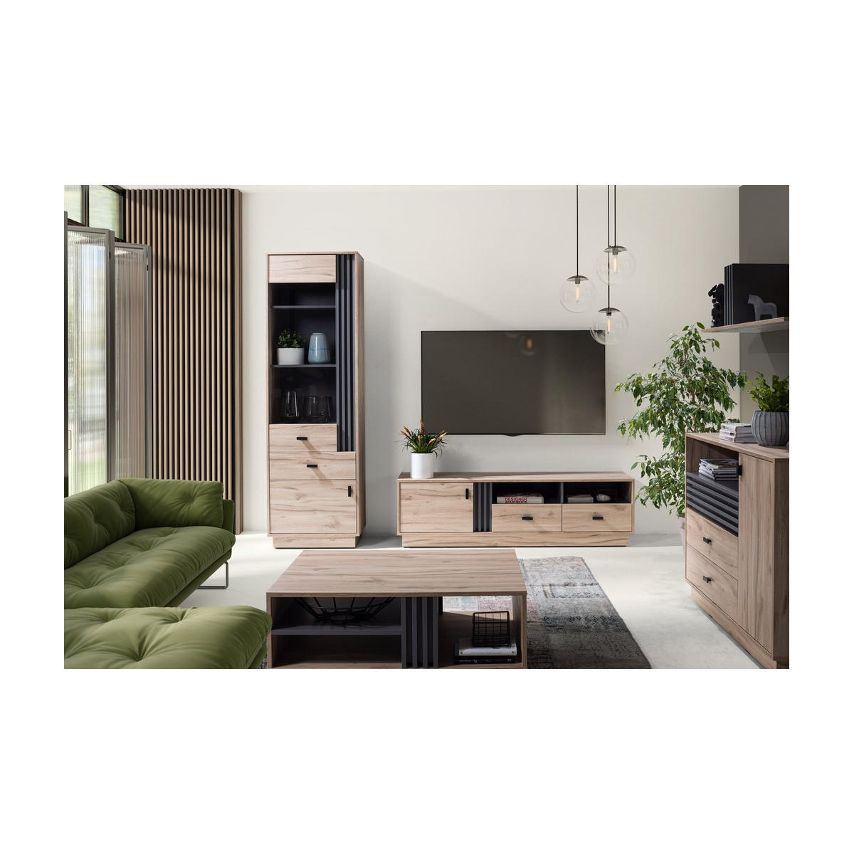 WOHNZIMMER Set – ALLMO System – Eichefarben - Eichefarben, Holzwerkstoff (120/85/40cm) - hi-markt