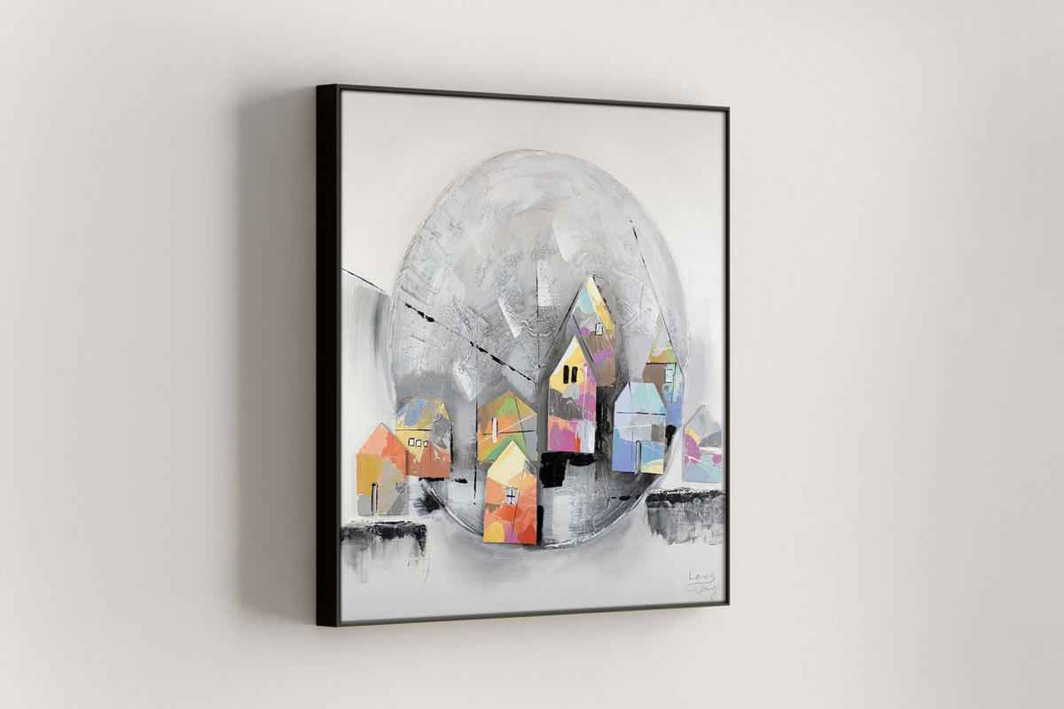OLEJOMALBA 80/80 cm, Město a architektura - šedá, dřevo/textil (80/80cm) - KUNSTLOFT