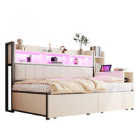 BETT 90/200 cm mit Schreibtisch und Stauraum Weiß Metall & Holz - Weiß, Metall (90/200cm) - OKWISH