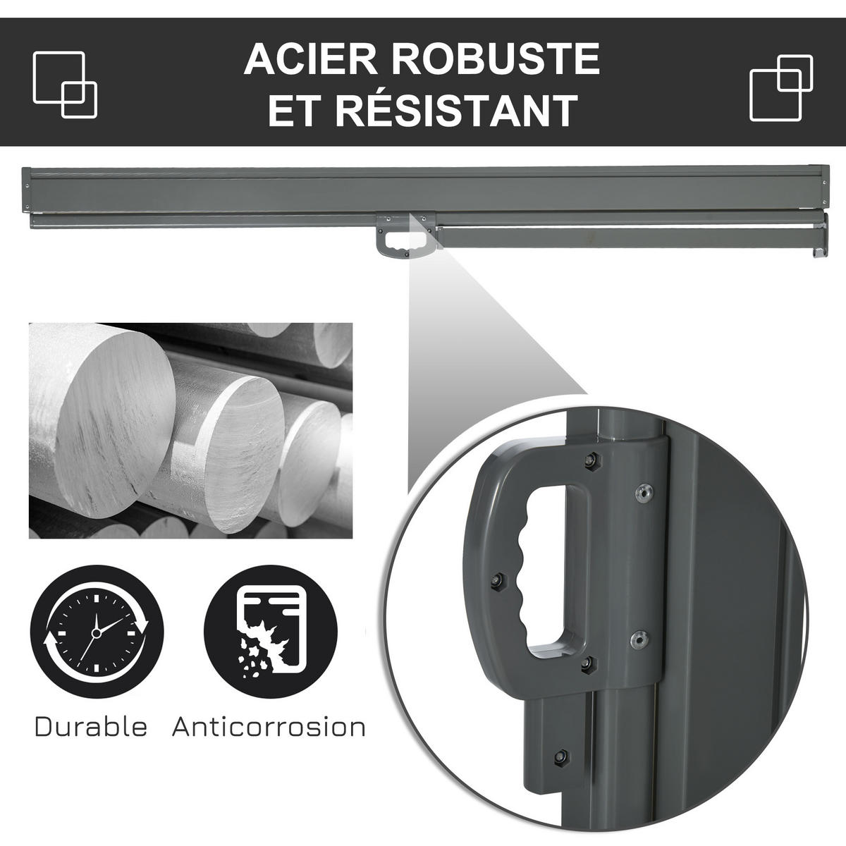 MARKISE DE-14021 ausziehbar 3/1,6 m, UV-Schutz Schwarz - Schwarz, Textil (0.01/160/300cm) - ComfortXL