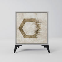 SIDEBOARD HEXAGONAL SHAPES, Grau, 57,5x42x70,5 cm, Schwarze Metall-Sternfüße - Multicolor/Schwarz, Holzwerkstoff/Metall (57.5/70.5/42cm) - SpaceRebels